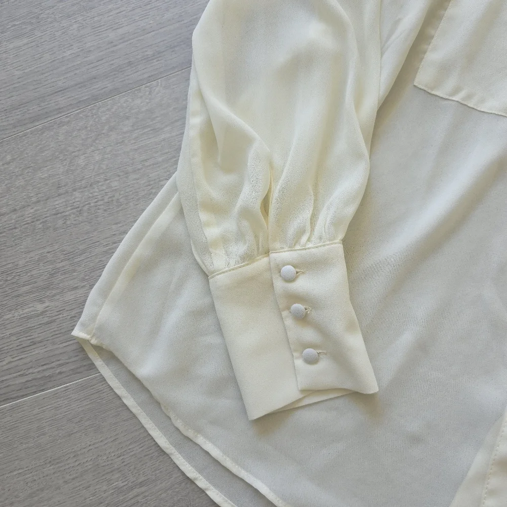 Zara Cream Sheer Blouse - Picture 3 of 5